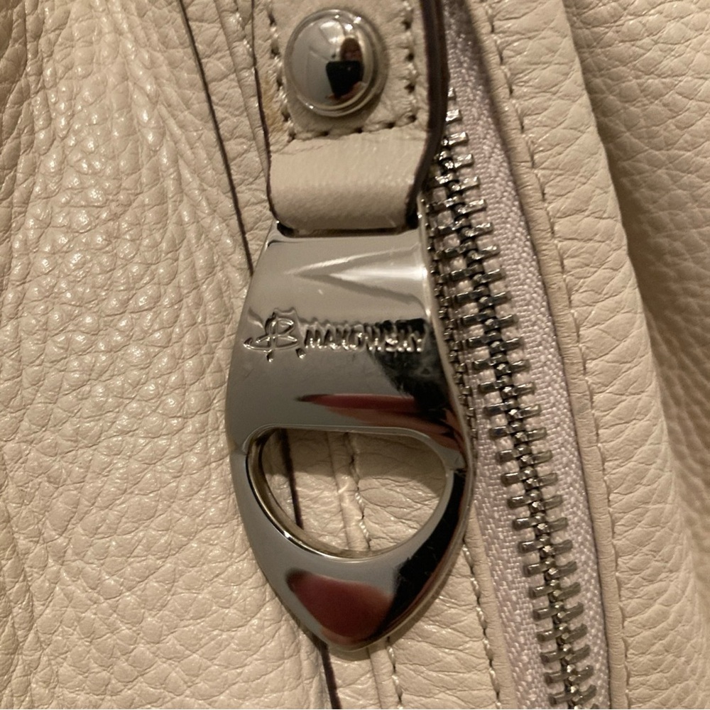 VTG B Makowsky Handbag Pebbled Leather Ivory Hobo Shoulder Bag 14x10” - Picture 2 of 8